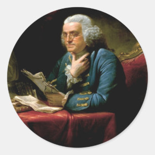 Adesivo Redondo Retrato de Benjamin Franklin
