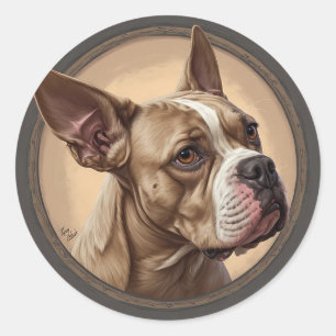 Adesivo Redondo Retrato de Cachorro Arte Abstrata