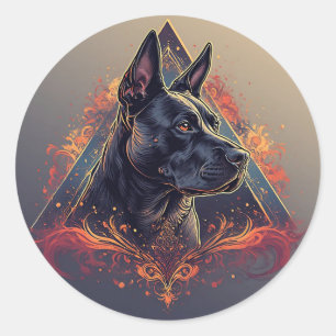 Adesivo Redondo Retrato de Cachorro Preto Elegante