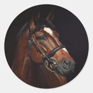 Adesivo Redondo Retrato de Cavalo Ephemera Decoupage Arte Vintage