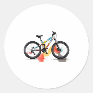 Adesivo Redondo Retrato de Ciclismo de Montanha Esportes ao Ar Liv