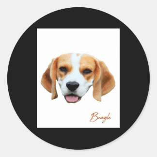 Adesivo Redondo Retrato de cor do cachorro Beagle