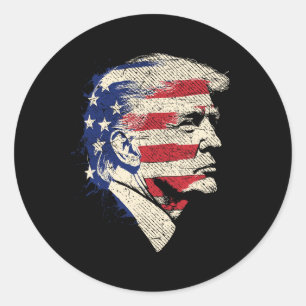 Adesivo Redondo Retrato de Donald Trump 