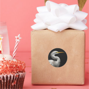 Adesivo Redondo Retrato de Egrete Branco do excelente II