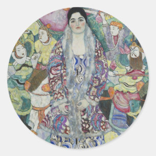Adesivo Redondo Retrato de Friederike Maria Beer por Gustav Klimt