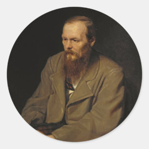 Adesivo Redondo Retrato de Fyodor Dostoyevsky por Vasily Perov