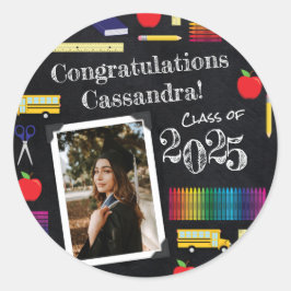 Adesivo Redondo Retrato de Graduação do Quadro de Formação de Prof