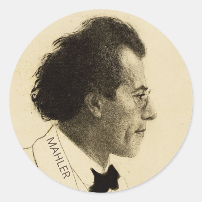 Adesivo Redondo Retrato de Gustav Mahler (1902) (Frente)