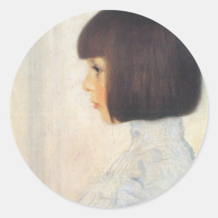 Adesivo Redondo Retrato de Gustavo Klimt de Helene Klimt