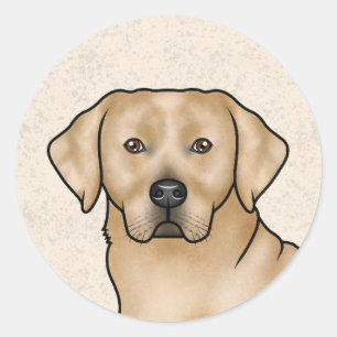 Adesivo Redondo Retrato de Labrador Retriever Amarelo Cachorro Lab