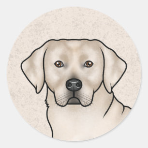 Adesivo Redondo Retrato de Labrador Retriever Creme Cachorro Lab F