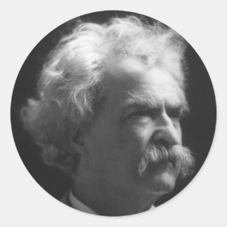 Adesivo Redondo Retrato de Mark Twain