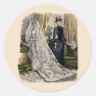 Adesivo Redondo Retrato de Noiva de Casamento Vintage, Noiva Vitor