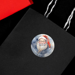 Adesivo Redondo Retrato de Papai Noel Vermelho e Branco Adorável e