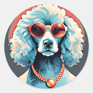 Adesivo Redondo Retrato de Poodle Elegante