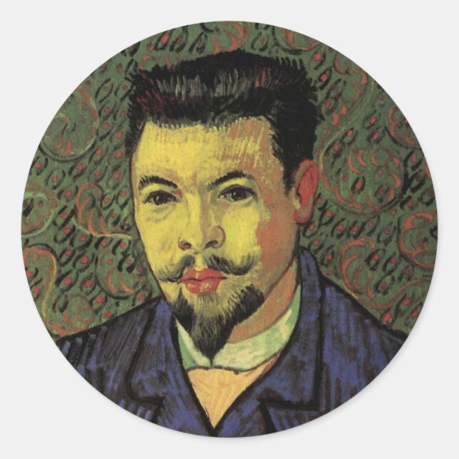 Adesivo Redondo Retrato do Doutor Felix Rey por Vincent van Gogh (Frente)