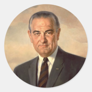 Adesivo Redondo Retrato do oficial de Lyndon Johnson