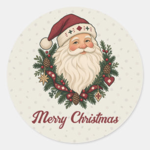 Adesivo Redondo Retrato do Papai Noel Nórdico de Natal com Férias 