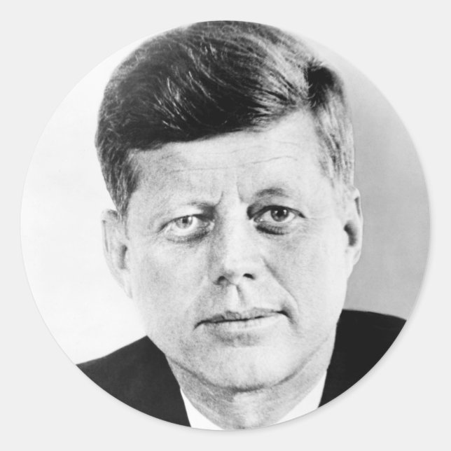Adesivo Redondo Retrato do Presidente John F Kennedy (Frente)