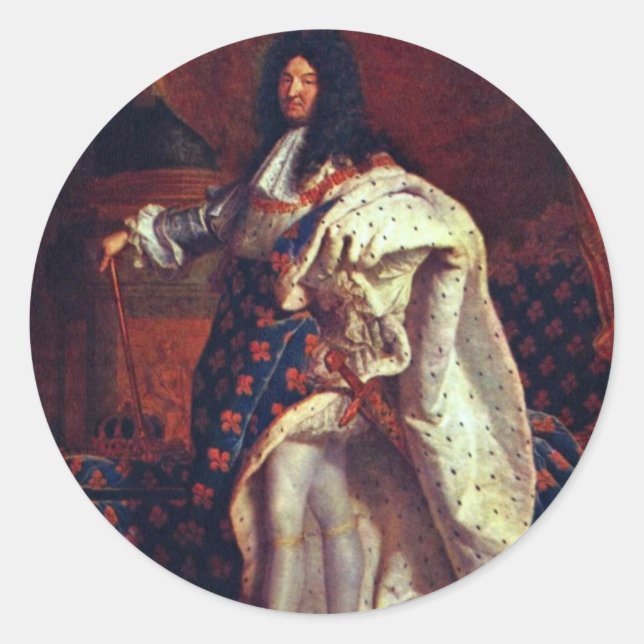 Adesivo Redondo Retrato Do Rei Francês Louis Xiv Por Rigaud Hy (Frente)