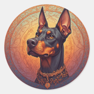 Adesivo Redondo Retrato Doberman Real