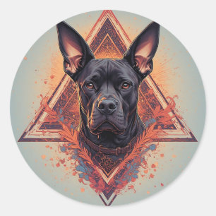 Adesivo Redondo Retrato Estilizado de Cachorro Preto