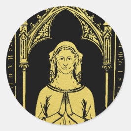 Adesivo Redondo Retrato medieval inglês 1300 Lady Joan Cobham