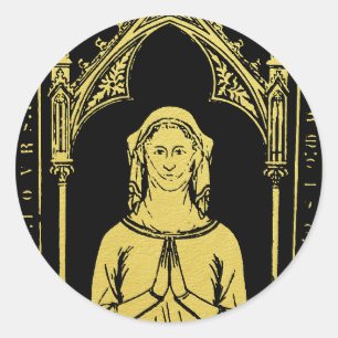 Adesivo Redondo Retrato medieval inglês 1300 Lady Joan Cobham