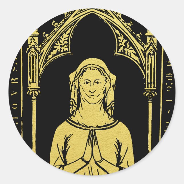 Adesivo Redondo Retrato medieval inglês 1300 Lady Joan Cobham (Frente)