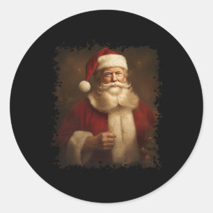 Adesivo Redondo Retrato Natal Engraçado Trump Papai Noel Vintage X