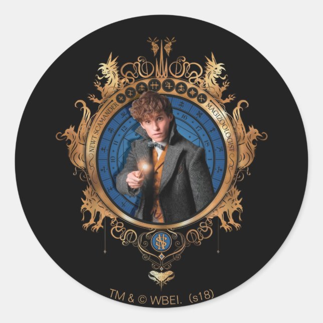 ADESIVO REDONDO RETRATO NEWT SCAMANDER™ (Frente)