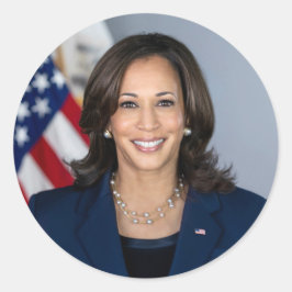Adesivo Redondo Retrato Oficial do Vice-Presidente Kamala Harris