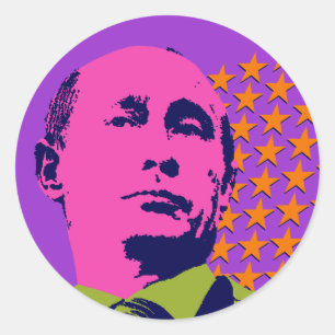 Adesivo Redondo Retrato Pop Art Rosa de Putin
