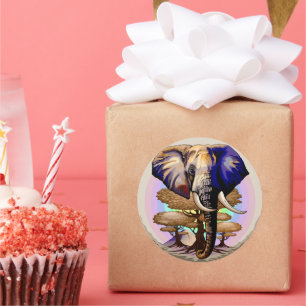 Adesivo Redondo Retrato Surreal do Elefante Africano