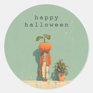 Adesivo Redondo Retrato Surreal Pumpkin Head