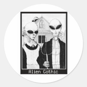 Adesivo Redondo Retratos góticos, estrangeiros americanos, aliens