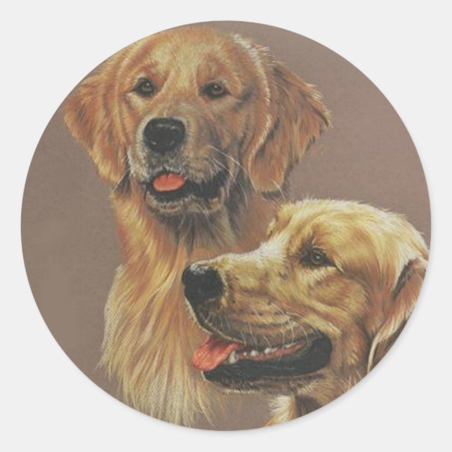 Adesivo Redondo Retriever de ouro (Frente)