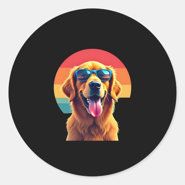 Adesivo Redondo Retriever ouro para Crianças Meninas Óculos de sol (Frente)