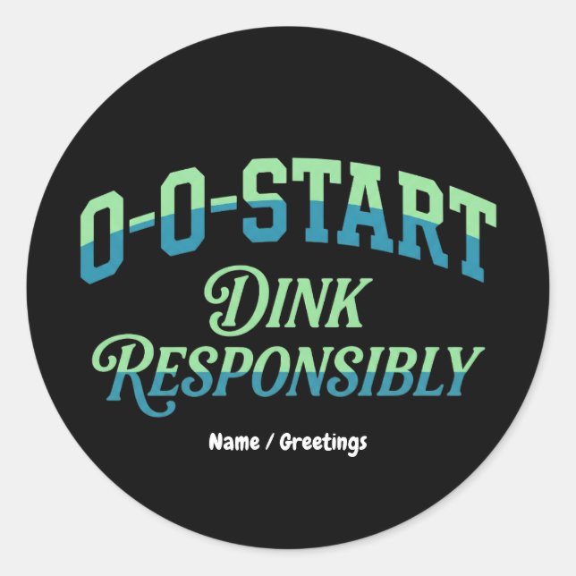 Adesivo Redondo Retro 0-0-Start Court Aesthetic Minimal Pickleball (Frente)