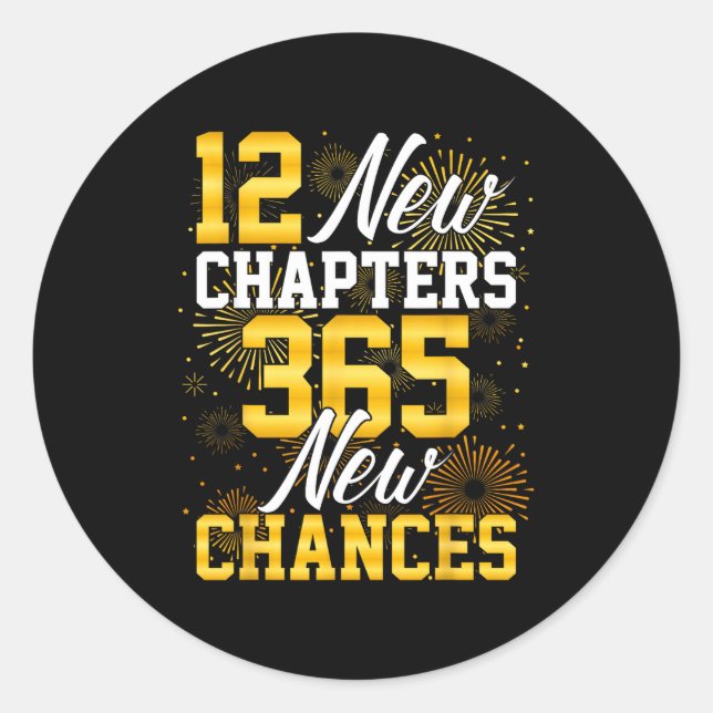 Adesivo Redondo Retro 12 New Chapters 365 New Chances Happy New Ye (Frente)