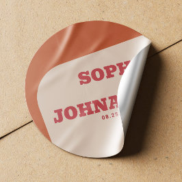 Adesivo Redondo Retro 70s groovy orange red wedding