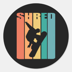 Adesivo Redondo Retro 70s Vintage Snowboard Shirt Snowboard Air