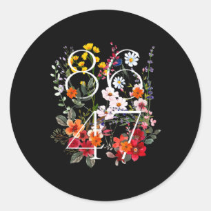 Adesivo Redondo Retro 8647 Anti-Trump Floral Política Liberal