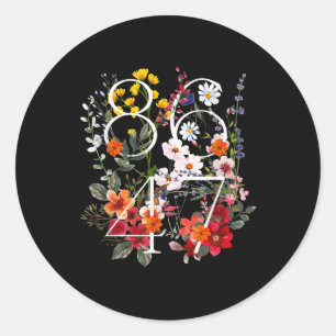 Adesivo Redondo Retro 8647 Anti-Trump Floral Política Liberal