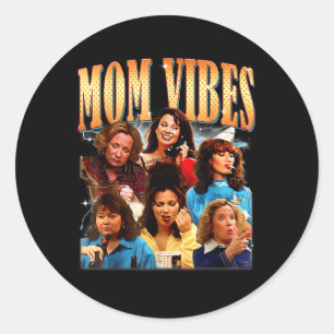 Adesivo Redondo Retro 90s Mãe, Dia de as mães de camisa da Vista E