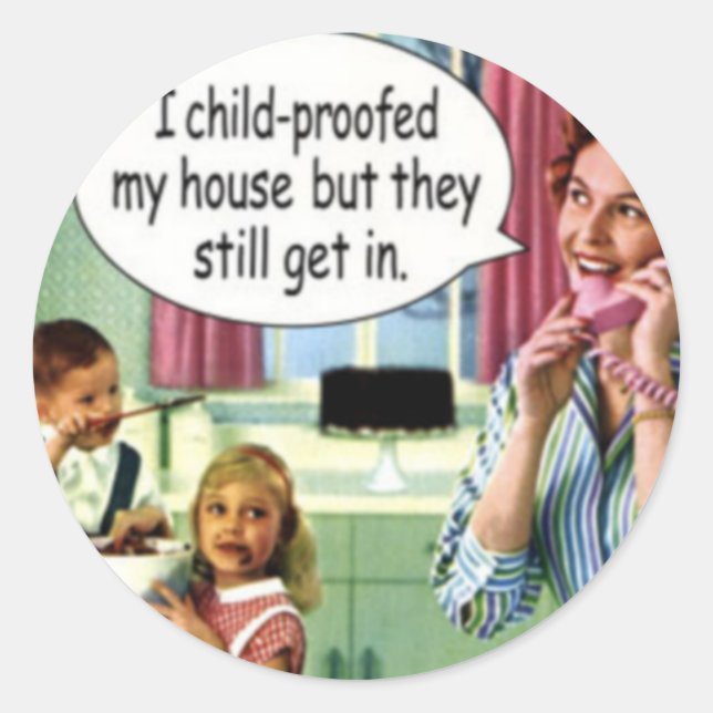 Adesivo Redondo Retro-adesivos Engraçados 1 (Frente)