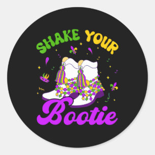 Adesivo Redondo Retro Agita Seu Bootie Mardi Gras Engraçados Prese