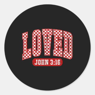 Adesivo Redondo Retro Amado John 3-16 Cristão Ama Dia dos Namorado