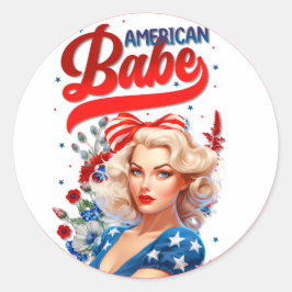 Adesivo Redondo Retro Americano Pinup_ American Babe