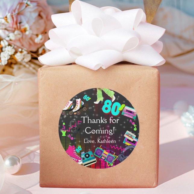 Adesivo Redondo Retro anos 80, Retro, Obrigado (Criador carregado)